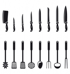 Kitchen knives and utensils vector image