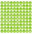 100 technology icons set green vector image