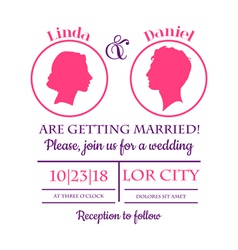 Wedding Invitation Card - Bride and Groom vector image