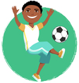 Cartoon boy playing soccer Cartoon boy playing soccer vector image