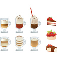 Set of coffee drinks and cakes vector image