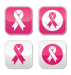 Ribbon symbols for breast cancer awareness buttons vector image