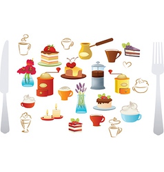 Set of coffee and cake vector image