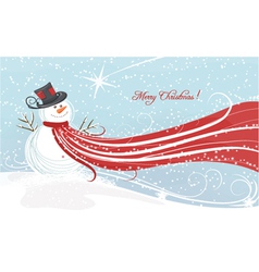 Christmas background with snowman vector image