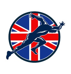 Runner Sprinter Start British Flag Circle vector image