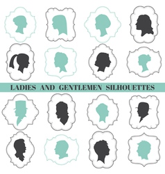 Vintage Frames with silhouettes vector image