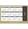 Pocket Calendar 2016 start on Sunday Pocket Calendar 2016 start on Sunday vector image