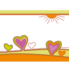 Embroidery of hearts abstract landscape vector image