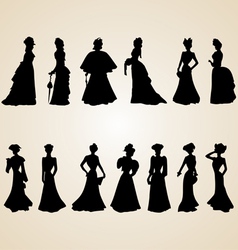 Victorian Women Silhouettes vector image