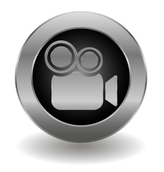 Metallic video camera button vector image