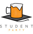 Mug of beer in academic hat student party concept Mug of beer in academic hat student party concept vector image