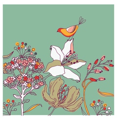 Flower background with bird vector image