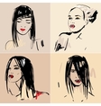 Set of sketch Beautiful girls vector image