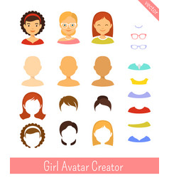 Girl avatar creator and female avatars set vector image