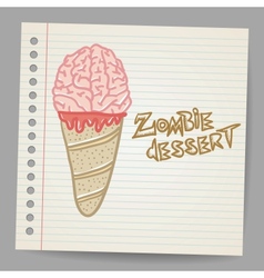 Doodle ice cream cone dessert vector image