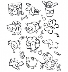 Silhouette of cute animals for vector image