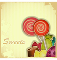Sweet candy on Retro background vector image