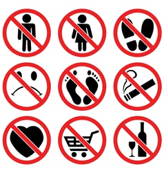 Prohibition signs Prohibition signs vector image