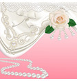 Background with bridal satin and flower vector image