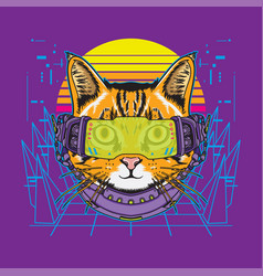 Cyberpunk futuristic poster with abstract retro Vector Image