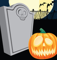 Halloween Tombstone and Jacko Lantern vector image