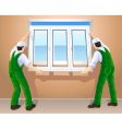 Workers and plastic window vector image