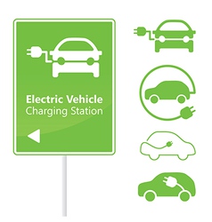 Electric Vehicle Charging Station road sign vector image