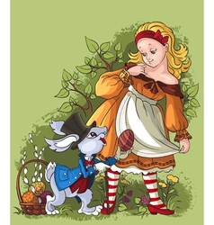 Alice and the white rabbit easter card vector image