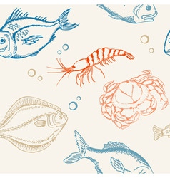 Seamless fish pattern vector image