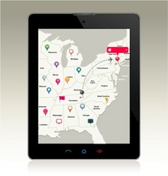 Digital Tablet with Map Pins vector image