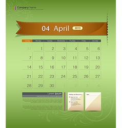 April 2013 Calendar vector image