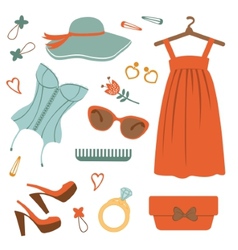 Stylish fashion elements colorful collection vector image