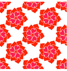 Flower from red heart seamless pattern Flower from red heart seamless pattern vector image
