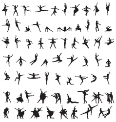 Set of silhouettes of ballet dancers vector image