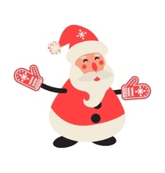 Cartoon happy Santa Claus in red mittens vector image