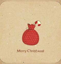 Christmas retro postcard with gift bag Christmas retro postcard with gift bag vector image