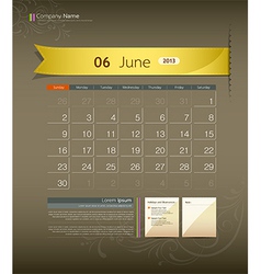 June 2013 Calendar vector image