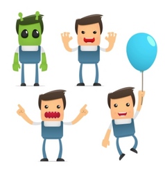 Set of funny cartoon mechanic vector image