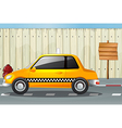 A car a fire hydrant and a notice board vector image