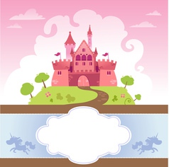 Card With Cartoon Castle vector image