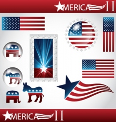 American flag set vector image