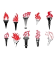 Set of burning torches vector image