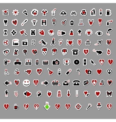 Over 100 stylish valentine themed stickers vector image