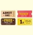 Vintage cinema tickets vector image