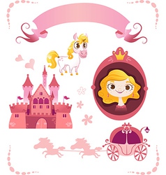 Set of pink princess tale vector image