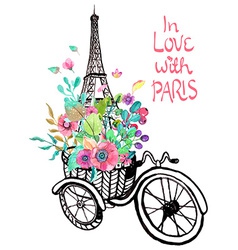 Eiffel tower with watercolor flowers Eiffel tower with watercolor flowers vector image