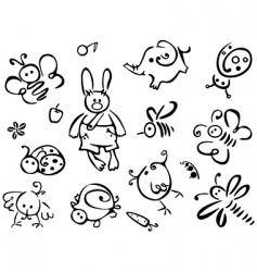 Silhouettes of cute animals vector image