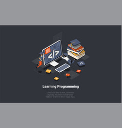Isometric developing programming and coding Vector Image