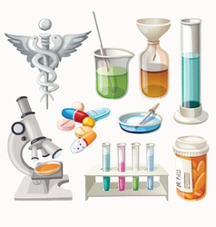 Set of supplies used in pharmacology vector image
