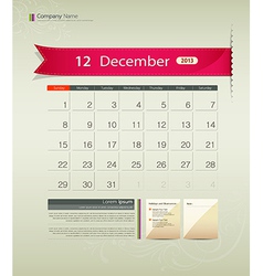 December 2013 Calendar vector image